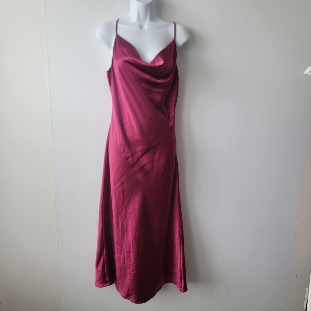 endless rose women's Orchid Satin Cowl Neck Midi Slip Dress size S 90's Y2K